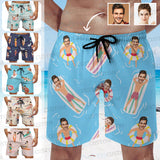 Personalized Face Mens Swim Trunks Custom Tropical Quick Dry Swim Shorts Bathing Suit