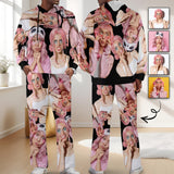 Custom Photo Mens 2 Piece Outfits Lounge Hoodie Sweatsuit Sets Oversized Tracksuit with Pockets