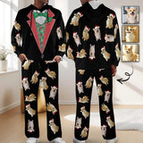 Custom Pet Photo Mens 2 Piece Outfits Lounge Hoodie Sweatsuit Sets Oversized Tracksuit with Pockets