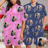 Custom Love Photo Couple Pajama Sets Short Sleeve Loungewear Sleepwear For Valentine's Day