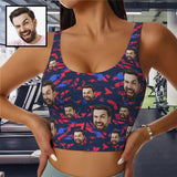 Custom Face Fragments Sports Bra Personalized Women's All Over Print Yoga Sports Bra