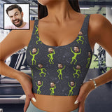 Custom Face Dancing Figure Sports Bra Personalized Women's All Over Print Yoga Sports Bra