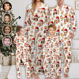 Custom Face Gingerbread Man Pajamas Sleepwear Personalized Family Matching Long Sleeve Pajamas Set