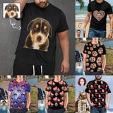 Custom Dog Face Tee Black Classic Men's All Over Print T-shirt Personalzied Photo Shirts for Him