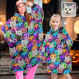 Wearable Blanket Hoodie Custom Faces Oversized Hoodie for Women Men Kids Personalized Fleece Blanket Photo Gifts For Halloween