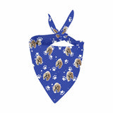 Custom Face Footprints Blue Pet Bandana