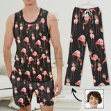 Custom Face Pajama Set I am the Flamingo Boss Top Tank Loungewear with Sleeveless & Short Pants for Man