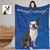 Personalized Dog Portrait Throw Blanket, Custom Blue Blanket With Photo, Custom Face Woof Ultra-Soft Micro Fleece Blanket, Customized Throw Blanket For Kids/Adults/Family, Souvenir, Gift