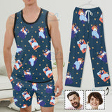Custom Photo Pajama Set Go to Sleep Top Tank Loungewear with Sleeveless & Short Pants for Man