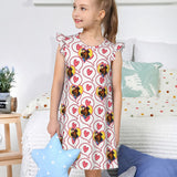 Custom Photo Tie-dye Element Girls' Sleepwear Short Sleeve Cute Nightgown Nightie Pajama Dress Soft & Cute Pajamas for Kids