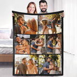 Custom 7 Photos Sherpa Fleece Blanket Soft Warm Fuzzy Personalized Couples Gifts for Birthday Anniversary