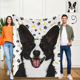 Personalized Dog Portrait Throw Blanket, Custom Blanket With Photo, Custom Photo Pet Ultra-Soft Micro Fleece Blanket, Customized Throw Blanket For Kids/Adults/Family, Souvenir, Gift