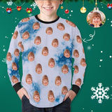 #7-16Y Custom Face Snowing Kids' Rib Cuff Long Sleeve T-shirt