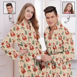 Custom Face Fleece Robe Christmas Personalized All Over Print Pajama Kimono Robe for Men Women