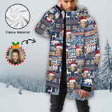 [Thick and Warm] Custom Face Christmas Elk Mid-length Fleece-lined Jacket Men's Full Zip Hoodie