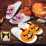 Halloween Custom Pet Face Cotton Slippers For Adult&Kids Personalized Non-Slip Slippers Warm House Shoes