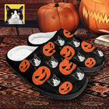 Halloween Custom Face Pumpkin Cotton Slippers For Adult&Kids Personalized Non-Slip Slippers Warm House Shoes