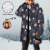 [Thick and Warm] Custom Face Christmas Tree Mid-length Fleece-lined Jacket Men's Full Zip Hoodie