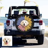 Custom Face Sunflower America Flag Spare Tire Cover Wheel Cover Protectors Car Accessories 14/15/16/17/18