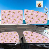 Custom Pet Face Pink Car Side Window Sun Shades Personalized Privacy Curtains Block Light UV Rays Protection