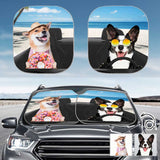 Custom Pet Photo Funny Car Windshield Sun Shade 2-Piece Personalized Car Front Sunshade