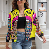 Custom Boyfriend Face Mouth Rainbow Women's Casual Jacket