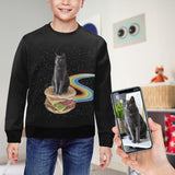 Custom Cat's Photo Hamburger Kid's Crewneck Sweatshirt