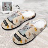 Custom Cat's Photo  & Name Fish Ball of Yarn All Over Print Cotton Slippers For Men Women