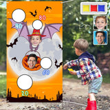 Custom Face Bat Pupmkin Halloween Sandbag Game Outdoor Hanging Flag with 3 Bean Bags Halloween Toss Game Playset Punching Bag 29.5 * 53Inch