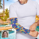 Custom Face Blue Ice Silk Sun Protection Arm Sleeves