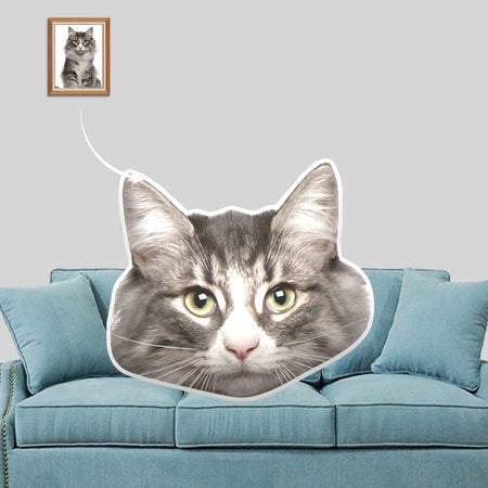 Custom Custom Face Cat Shaped Pillow - YesCustom