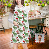 Custom Face Christmas Elk All Over Print Adjustable Apron