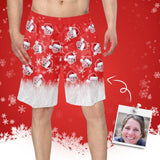 Custom Face Christmas Feather Men's Beach Shorts