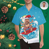 Custom Face Christmas Hat Men's Hawaiian Shirt