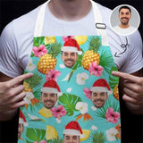 Custom Face Christmas Pineapple All Over Print Adjustable Apron