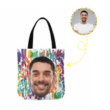 Custom Face Colorful Canvas Tote Bag