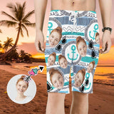 Custom Face Glasses Personalized Photo Men's Beach Shorts Drawstring Shorts