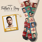 Custom Face Greatest Dad Socks Personalized Love Heart Sublimated Crew Socks Unisex Gift for Men Women