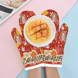 Custom Face Happy Thanksgiving Heat Resistant Oven Mitt(A Pair)