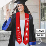 Custom Name Red Graduation Stoles Sash Class of 2024 Graduation Gift