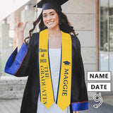 Custom Name Yellow Graduation Stoles Sash Class of 2024 Graduation Gift