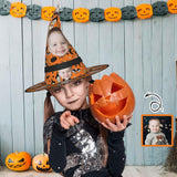 Custom Face Castle Halloween Lighted Witch Hat LED Lights Hats for Indoor Outdoor Party Haunted Mansion Halloween Decorations