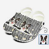 Custom Face Black&White Grid Zipper Hole Shoes Personalized Photo Clog Shoes Unisex Adult Funny Slippers (DHL is not supported)