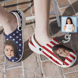 Custom Face USA Flag Kid's Hole Shoes Personalized Photo Clog Shoes Child Funny Slippers