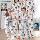 Custom Face&Name Family Hooded Onesie Jumpsuits with Pocket Personalized Zip One-piece Pajamas for Adult kids