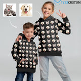 Custom Pet Face Kid's Long Sleeve Hoodie for 2-15Y Personalized Hooded Pullover Loose Hoodie