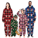 Flannel Fleece Adult/Kid Onesie Pajamas Custom Face Buffalo Check Christmas Jumpsuit Homewear