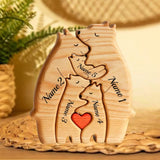 Personalized Wooden Bears Family Puzzle Gifts with Name Customizable Wooden Puzzle with Name