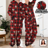 Funny Flannel Fleece Adult/Kid Onesie Pajamas Custom Face Christmas Buffalo Check Jumpsuit Homewear