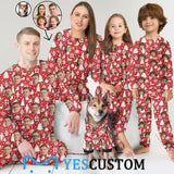 Custom Photo Red Pajamas Personalized Family Matching and Pet Hoodie Set Christmas Matching Sleepwear